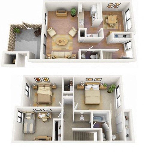 Floor plan for 3 beds, 1.5 baths, 1270 sqft